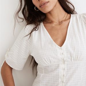 Tie-Sleeve Evie Top in Textured Gingham